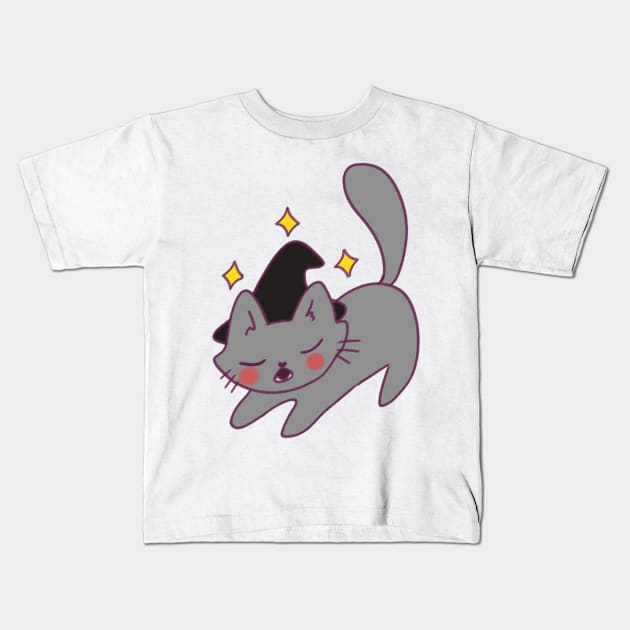 Gray wizard cat Kids T-Shirt by Mayarart